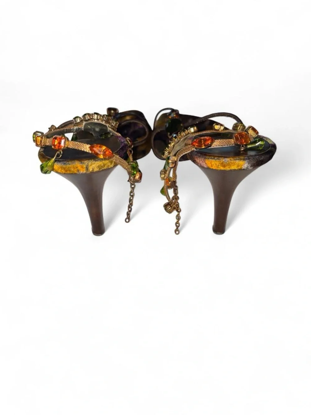 Giuseppe Zanotti Purple Yellow Jewel Embellished Floral Velvet Sole Heels EU 41